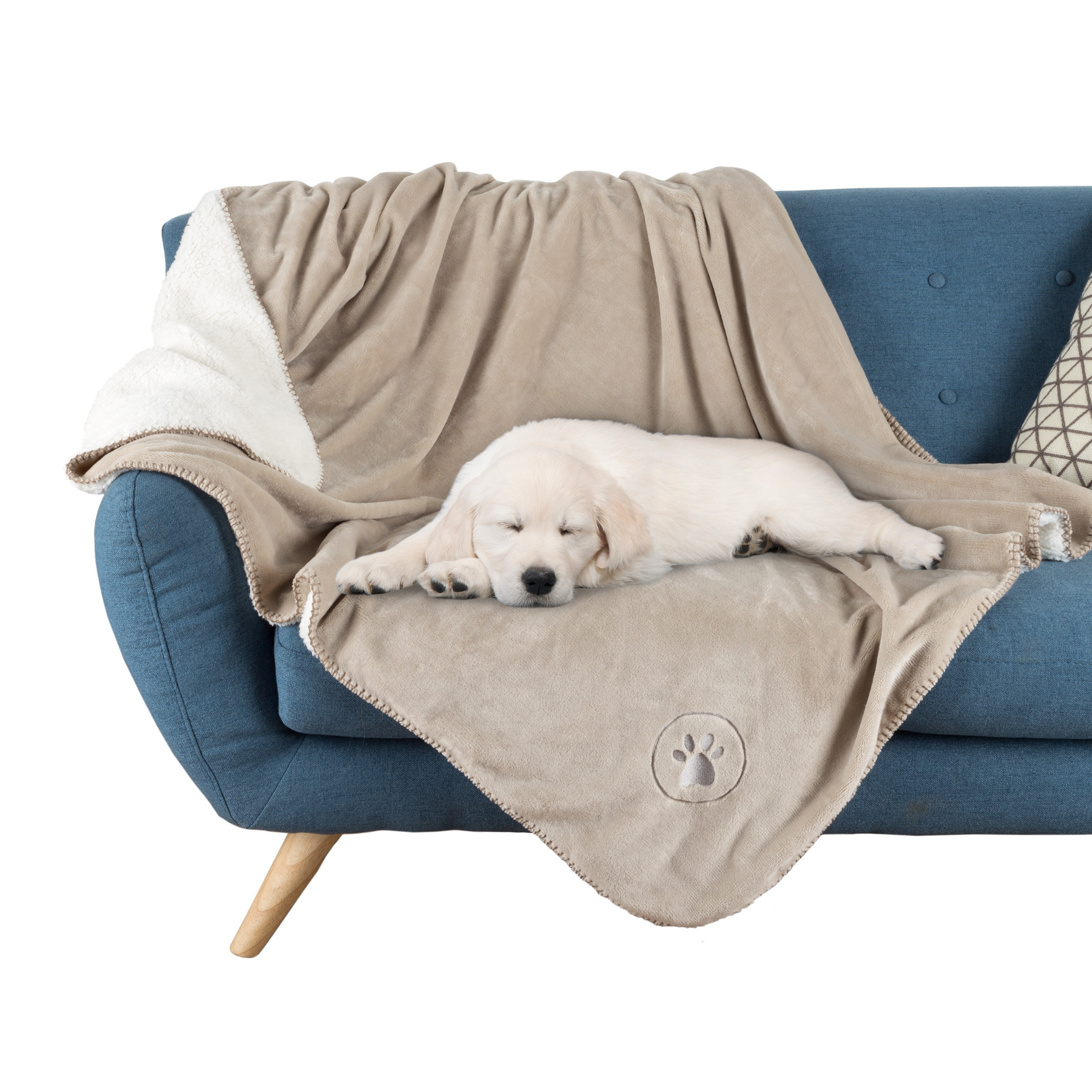 PETMAKER Waterproof Dog Blanket - 50x60 Inch Reversible Sherpa Pet Blanket For Furniture Protection