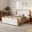 Ondine Mid-Century Modern Bouclé Upholstered Bed Frame With Wavy Curved Headboard-119967640
