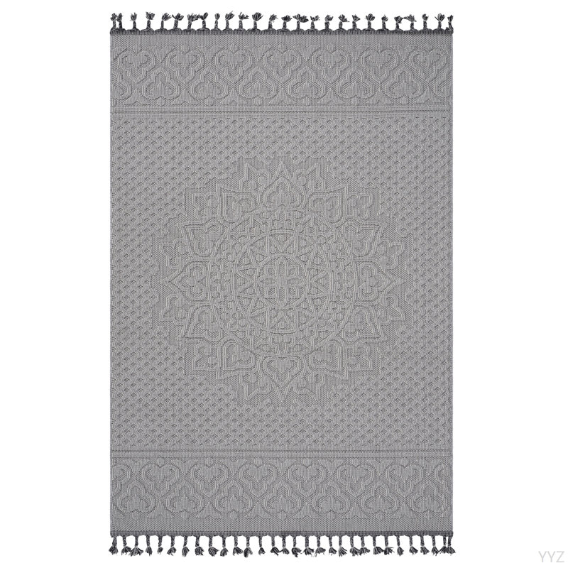LOOM & LUXE Collection 6X9 White/Ivory /Medallion Indoor/Outdoor Area Rug, Rectangle 6'7" x 7'9"