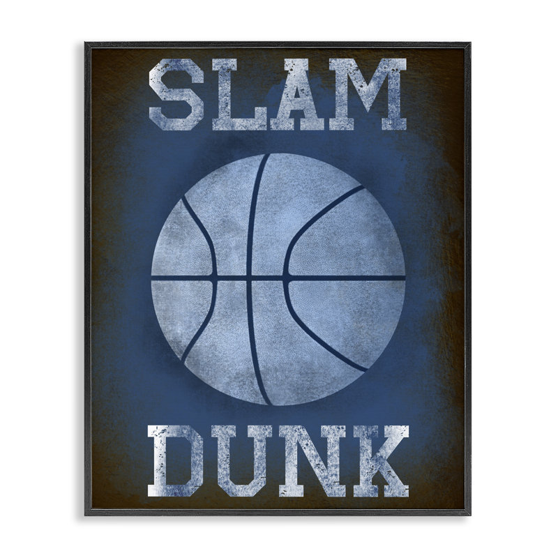 Estampe numérique Slam Dunk bleu marine, design par Marcus Prime, H 14 po x l 11 po, Giclée encadrée noir minuit