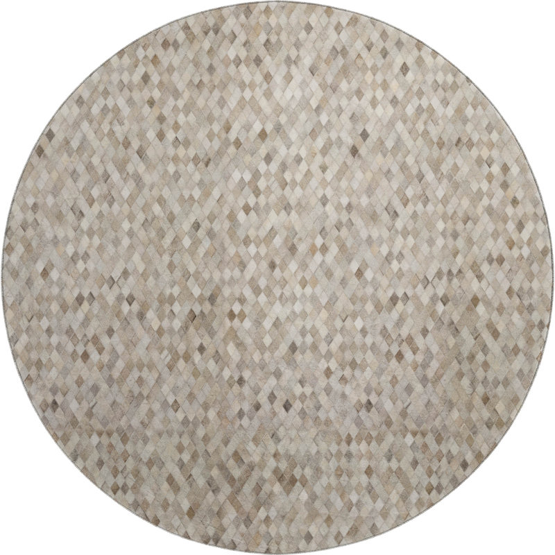 Premium Machine Washable Lewes AMF101 Gray Rug, Round 8'