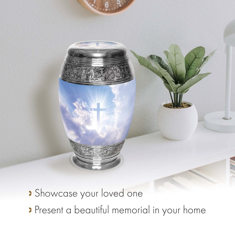 Heavenly Cross Cremation Urn for Ashes, Personalized Handcrafted Large Urn for Adults