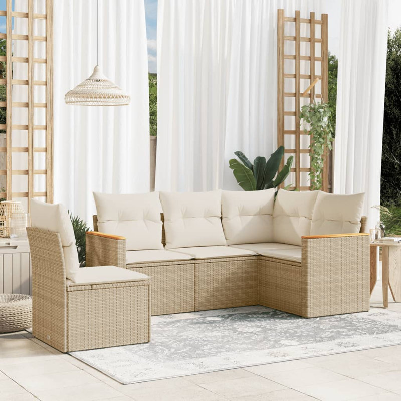  Ensemble de canapé de jardin beige, blanc crème
