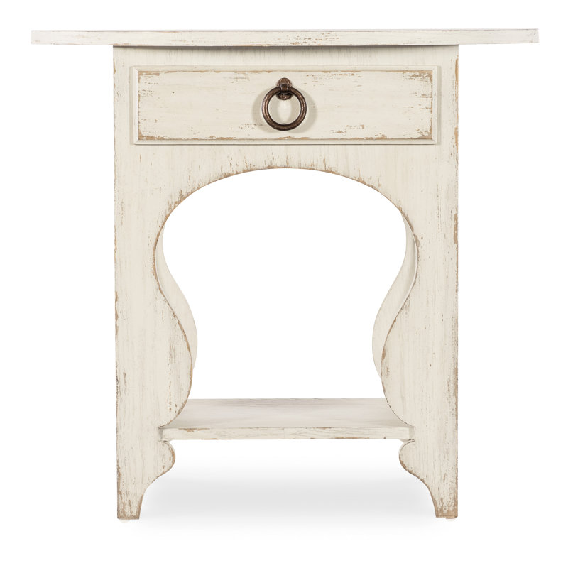 Table de chevet ovale à tiroir Americana, Crème/beige