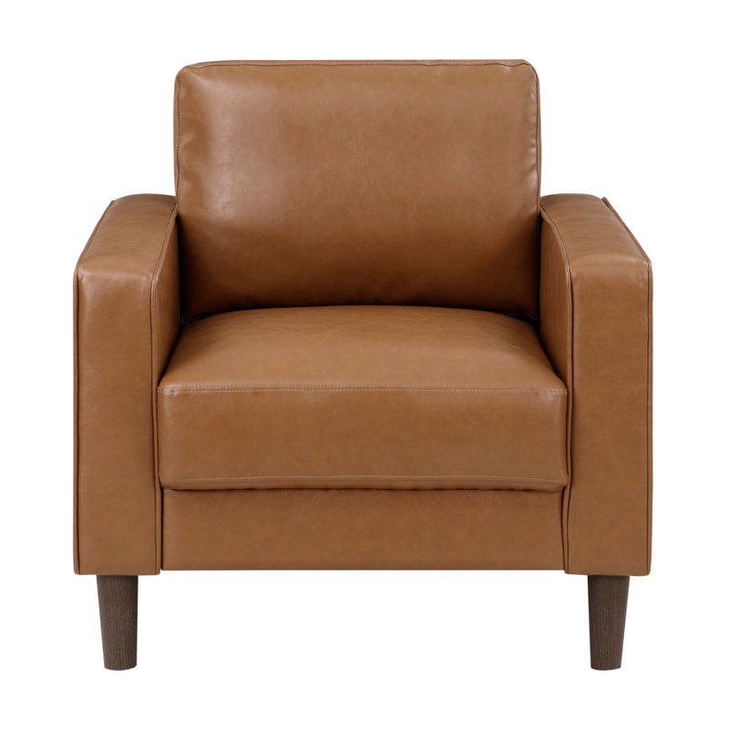 Chaise rembourrée en similicuir de style moderne, Brun