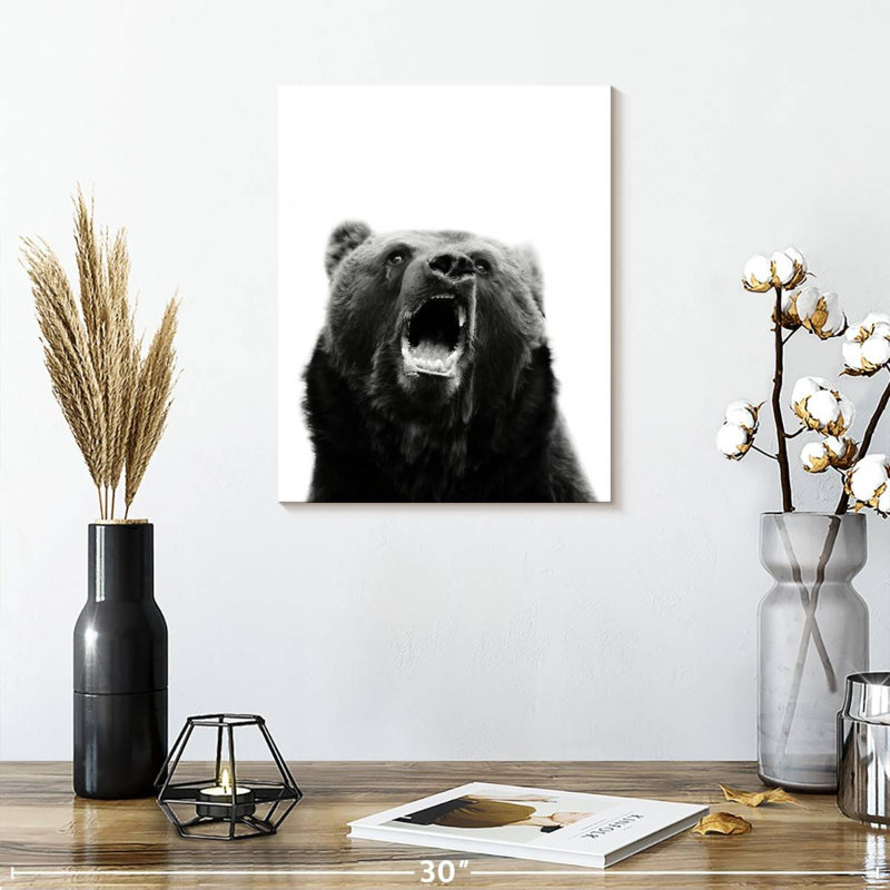 «Snarling Grizzly Bear» sur toile, H 12 po x l 15 po x P 1,25 po