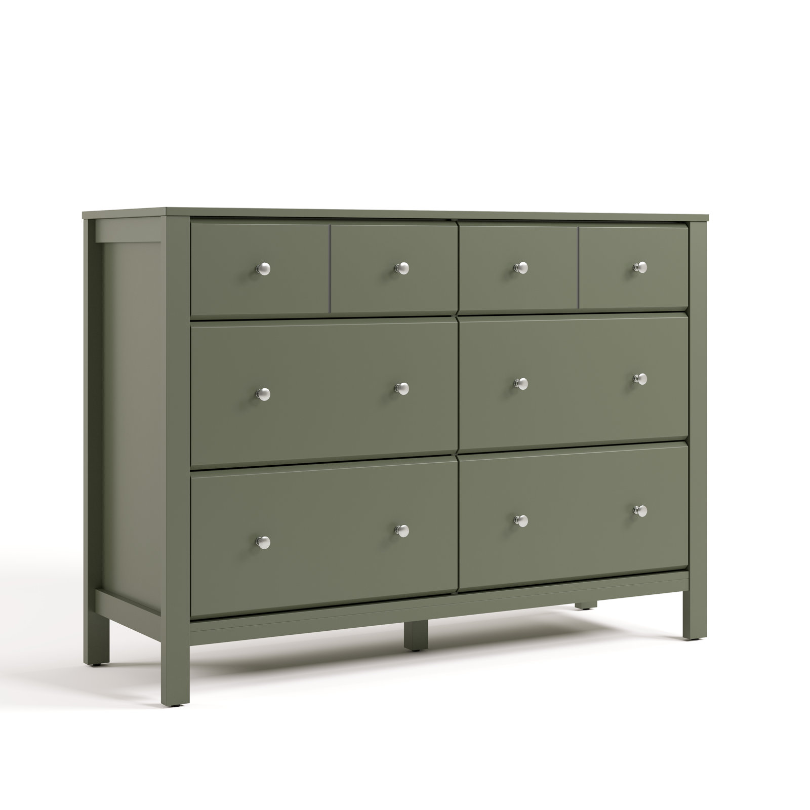 Horizon 6 Drawer Double Dresser, Olive