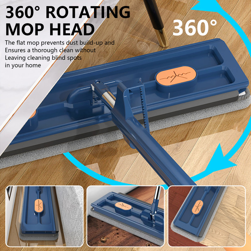 Grande vadrouille plate rotative à 360 ° avec 6 chiffons