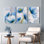 3-Piece Blue & White Poppy Floral Canvas Print