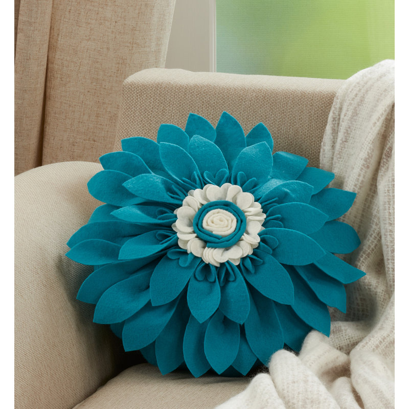 Housse et insert de coussin décoratif Fleur De Jardin, Sarcelle
