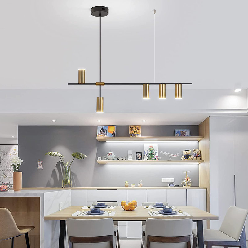 Tais 5 - Light Black LED Kitchen Island Pendant, Gold