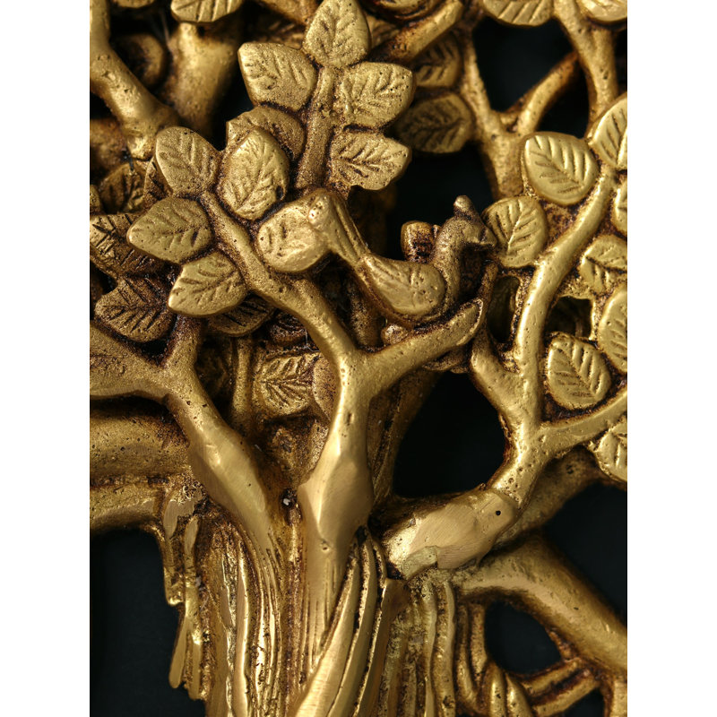 Handmade 11-Inch Brass Tree of Life Wall Hanging – Green Patina Finish, Banyan Motif, Spiritual & Artistic Home Decor Accent