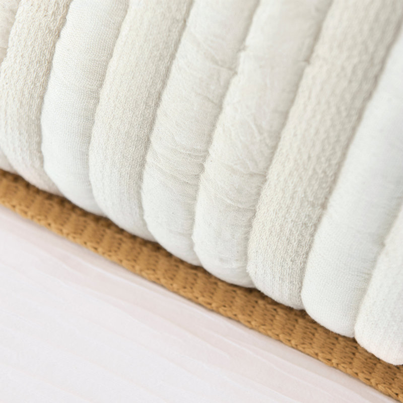 Striped White Square Throw Pillow Cover