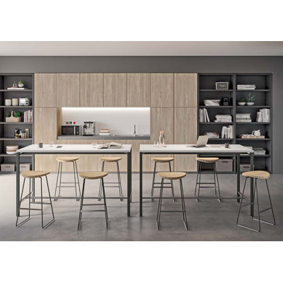 Chezaray Ash Solid Wood Bar Stool with Steel Frame