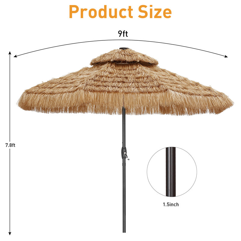 Parasol Thatch avec parasol Tiki, 9 pi, 1