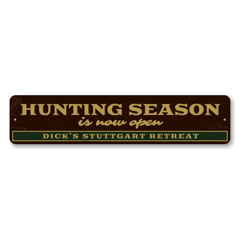 Plaque ouverte en aluminium «Hunting Season», H 6 po x l 24 po x P 0,06 po