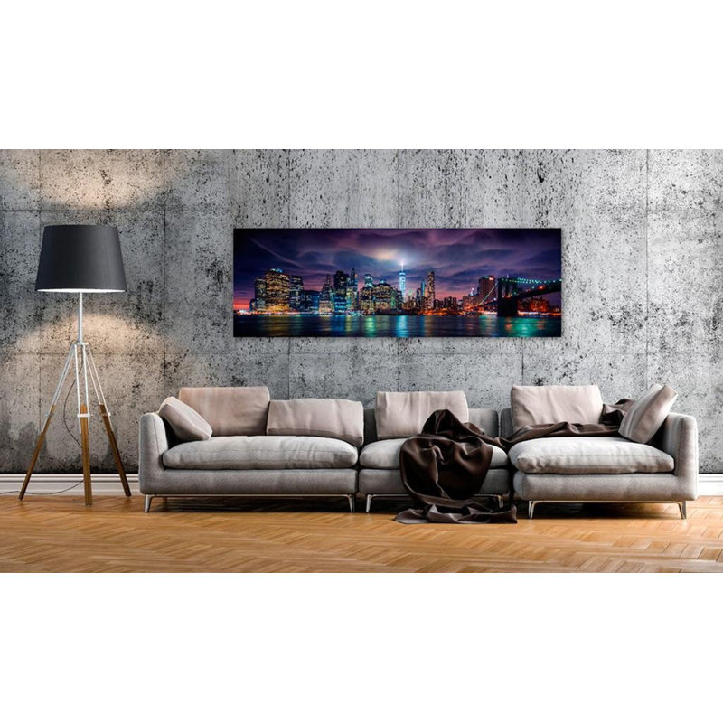 Leeandrea New York: ville sombre sur toile, H 20 po x l 59 po x P 0,7 po