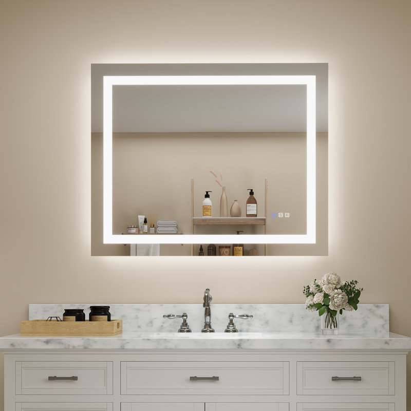 Ulrika Flat LED Mirror, Rectangle, 36" x 44"