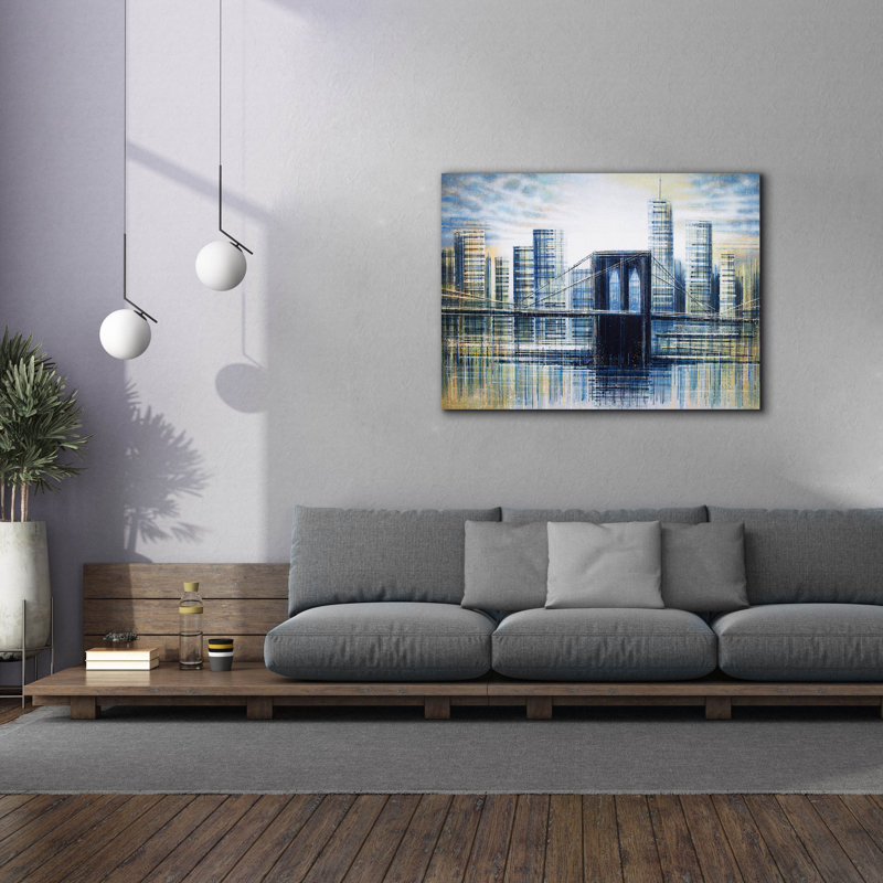 «Brooklyn Bridge At Dusk» par Marc Todd, H 40 po x l 54 po x P 1,5 po