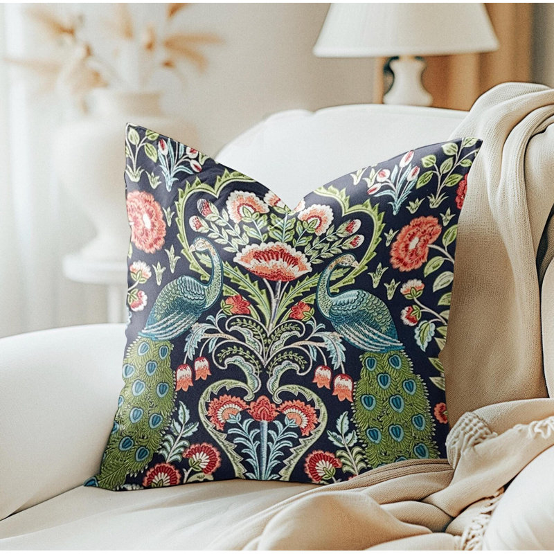 Housse de coussin vert turquoise Peacock Bird, H 17 po x l 17 po