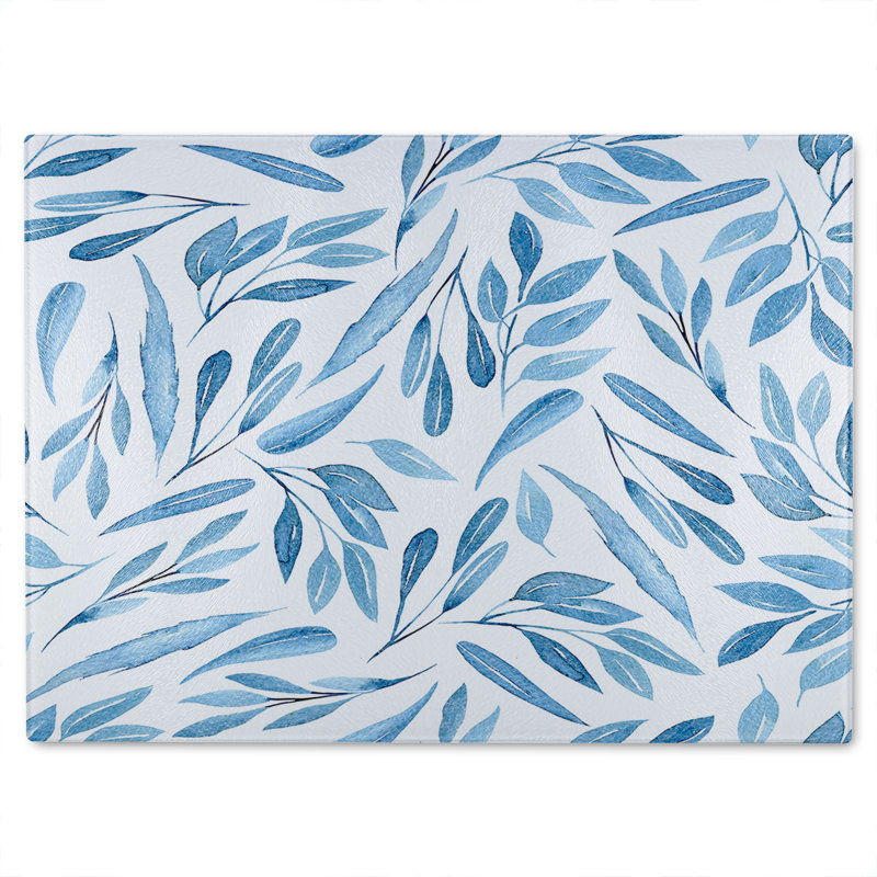 Watercolour Branches With Leaves Glass Chopping Board