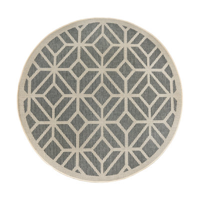 Pissouri Geometric Blue/Gray/Ivory Indoor & Outdoor Area Rug
