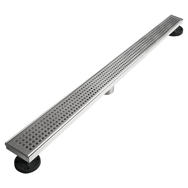 40 In. Stainless Steel Linear Shower Drain With Square Pattern Surface