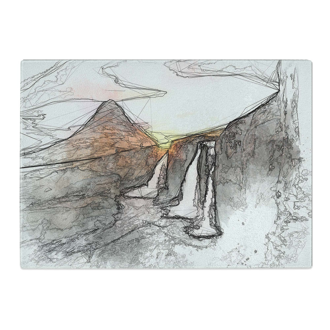 Glass Kirkjufell Waterfalls & Mountain in Abstract Chopping Board