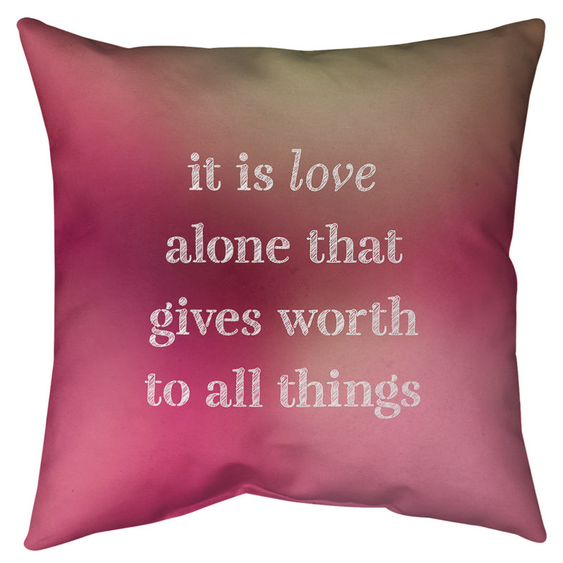 Coussin de sol amour inspirant, H 28 po x l 28 po, Lueur rose