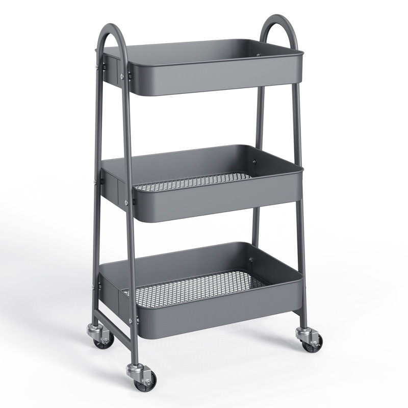 Petit chariot à roulettes à 3 niveaux, Gris