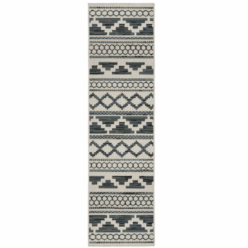 Abdur-Rahman Geometric Indoor / Outdoor Rug, Runner 1'10" x 7'3"