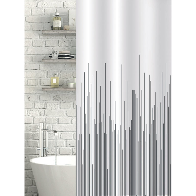 City Shower Curtain, Grey Striped