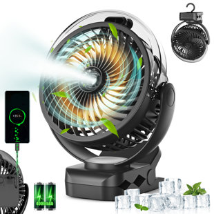 Ventilateurs rechargeables à pince, 3 vitesses, 4000 mAh