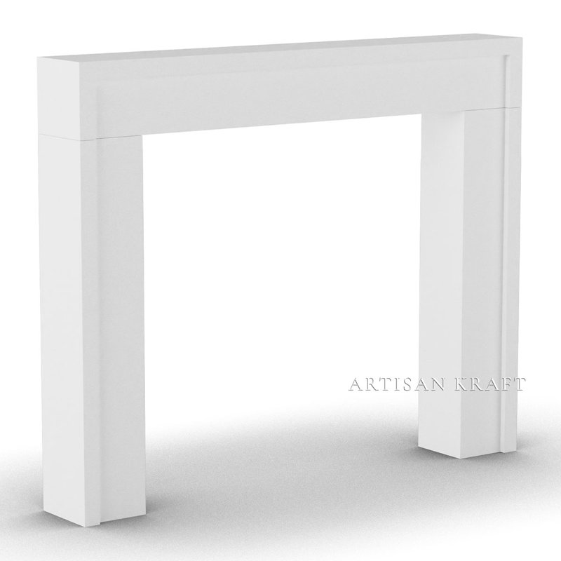 Flatiron Cast Stone Fireplace Surround with Standard Hearth, 53" H x 70" W x 9" D, Beige