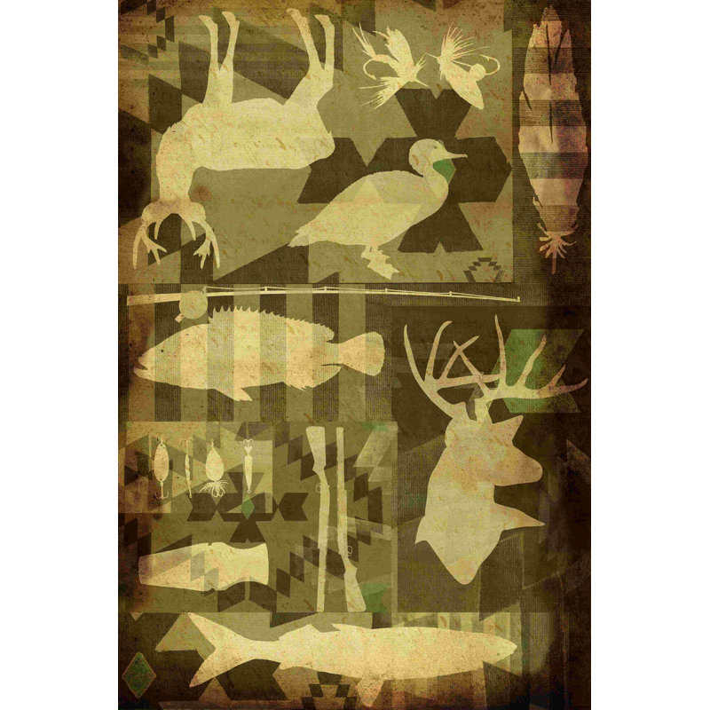 «Fishin N 'Huntin», impression sur toile tendue, H 18 po x l 12 po