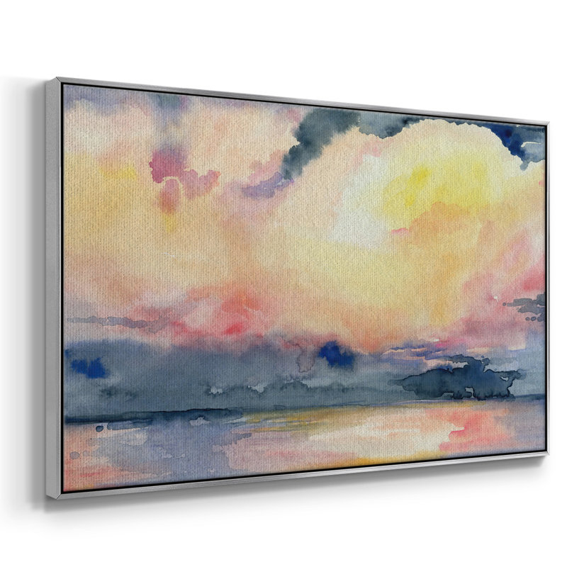 Prism Seascape III - reproduction de cadre flottant sur toile, H 27 po x l 41 po x P 2 po, Argenté
