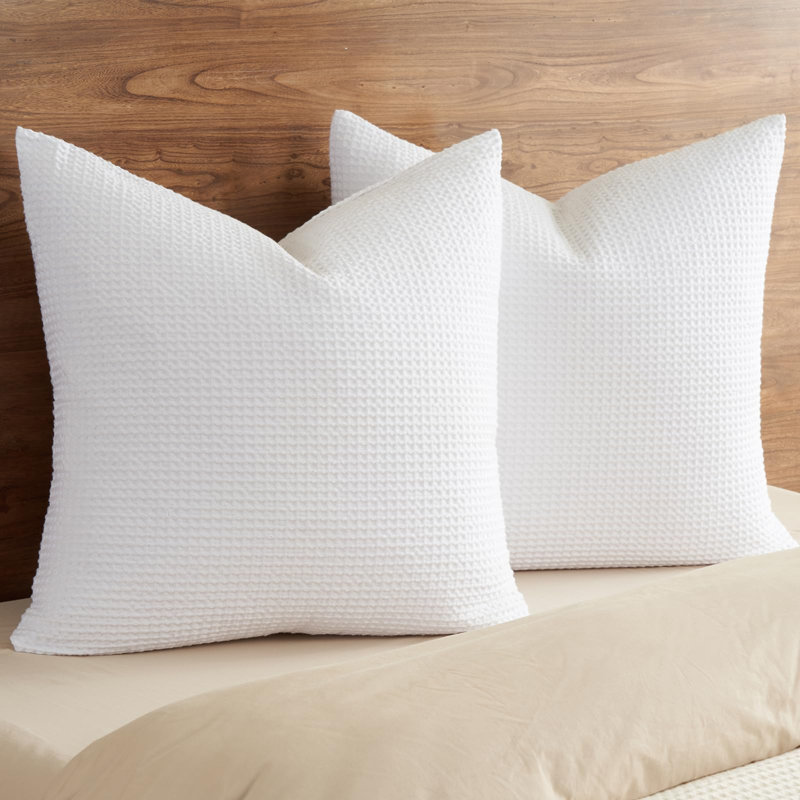 PHF 100% Cotton Waffle Weave Pillow Cover, 2 Pack Elegant Home Decorative Square Throw Pillow Covers for Bed Couch Sofa