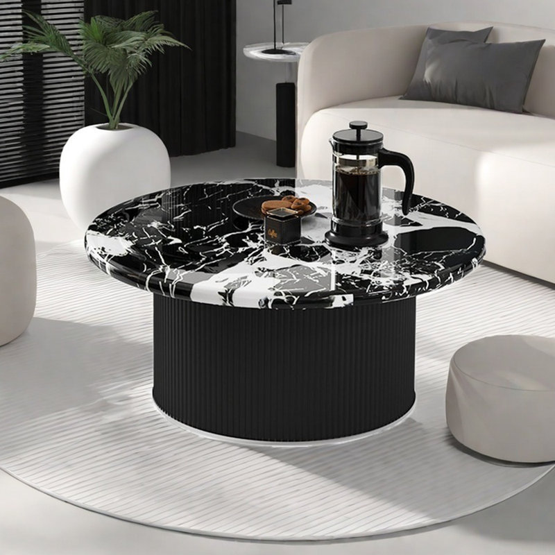 Round Marble Coffee Table, 11.81" H x 31.49" L x 31.49" W