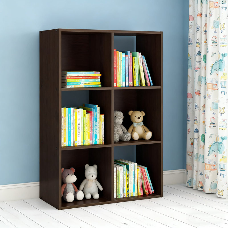 Étagère de rangement à 6 cubes, conception empilable pour l'organisation de placards de bureau à domicile, structure en bois stratifié facile à assembler