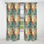Rideau occultant en velours floral vert et orange I-107545845