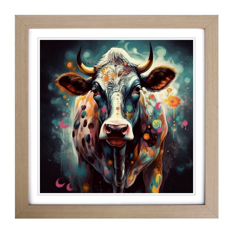 Cow Conceptual Art - Framed Print, Oak