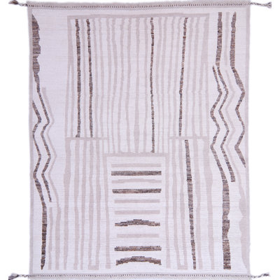 Tapis unique ivoire / gris / brun de 8 pi 1 po x 10 po
