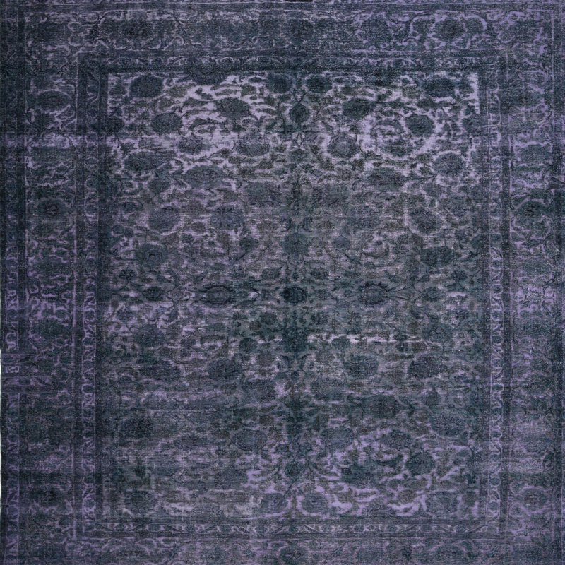 Tapis en violet/gris contemporain, Carré 6 pi
