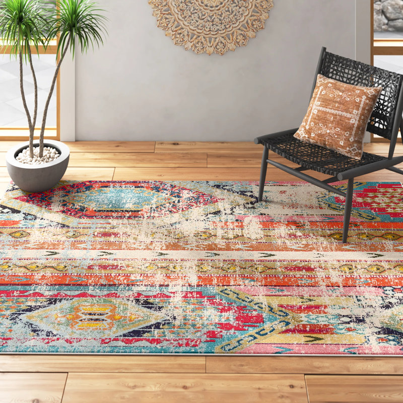 Tapis bleu clair Rohini, Rectangle 5 pi 1 po x 8 pi