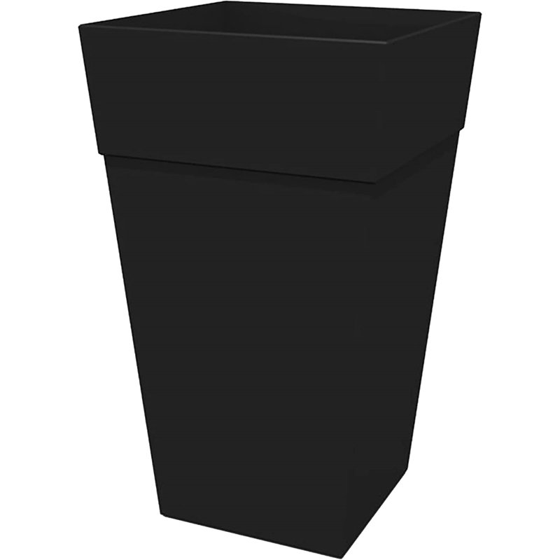 Finley Modern Recycled Plastic Indoor/Outdoor Square Vertical Planter, Black, 25.5"H x 14.6"W x 14.6" D