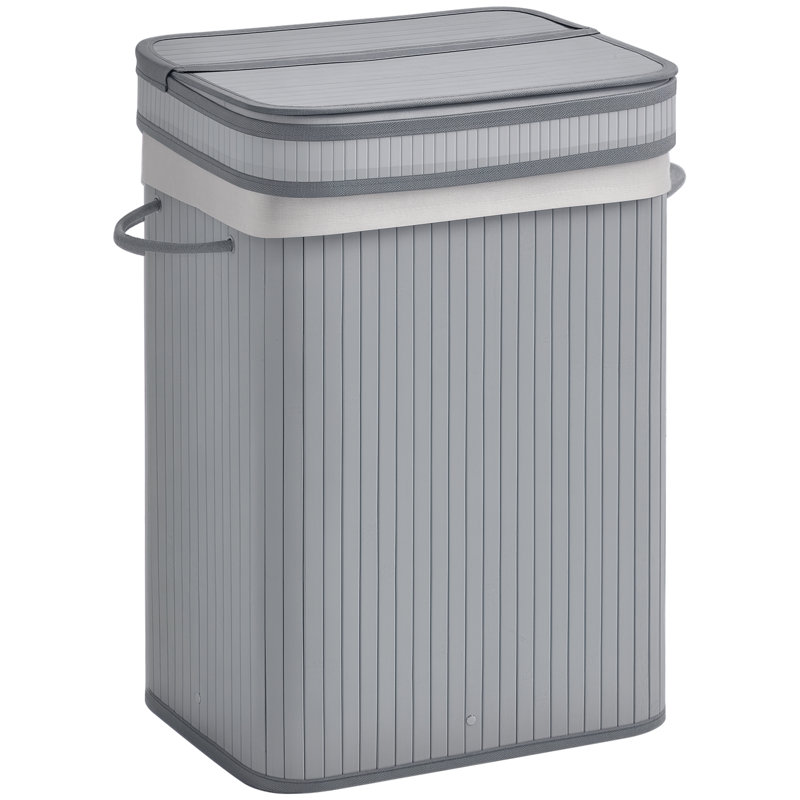 Salinas Bamboo Laundry Hamper with Handles, 60 H cm x 30 W cm x 40 D cm, Grey