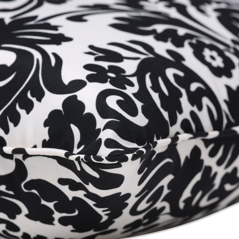 Black and Off-White Damask Outdoor Throw Pillows, Set of 2