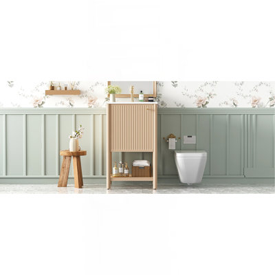 20-Inch Bathroom Vanity With Ceramic Sink, Freestanding Single Vanity Set With Soft Closing Door,  French Style.