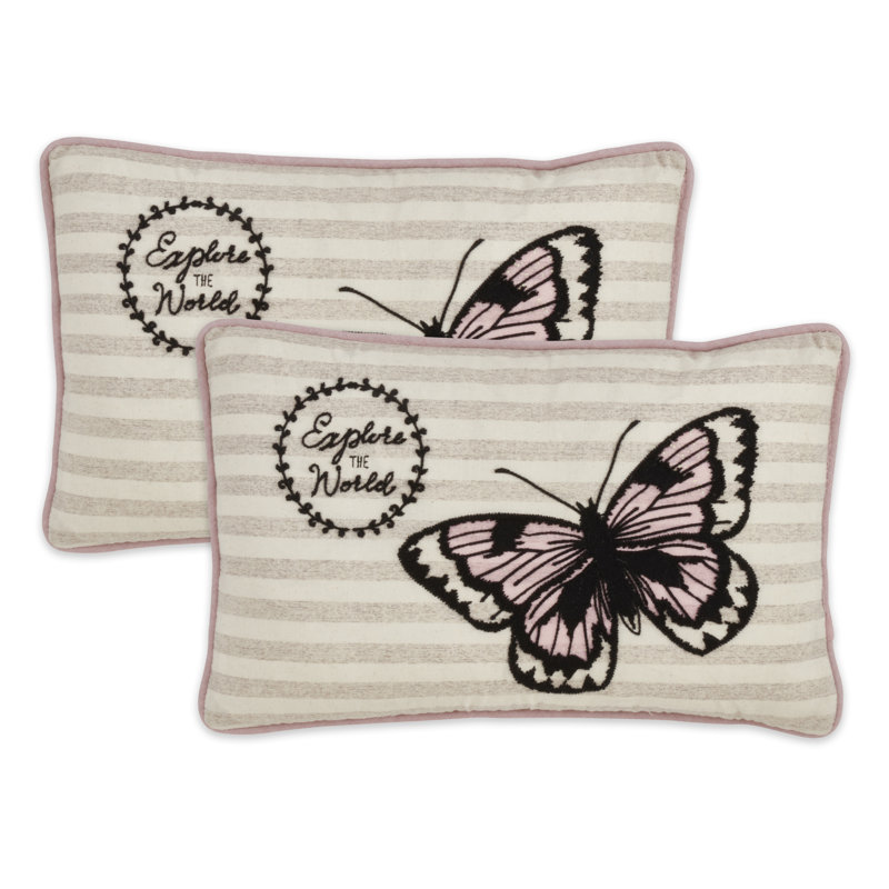 Pink Papillon Collection Embroidered Pillow Cover
