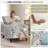 Modern Accent Chairs With Wood Legs & Lumbar Pillows, Comfy Upholstered Armchairs With Nailhead Trim, Floral Pattern Single Sofa Chairs For Living Room Bedroom, Floral（set Of 2）-1181094684